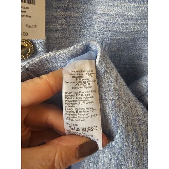 J. CREW sz 16 baby blue Tweed lady jacket new with tags $225 - Picture 6 of 9